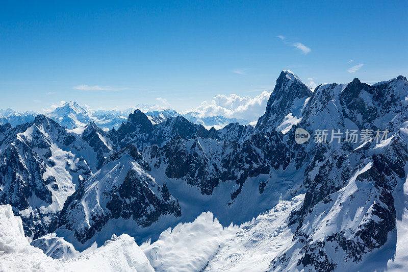 从Aiguille du midi俯瞰阿尔卑斯山